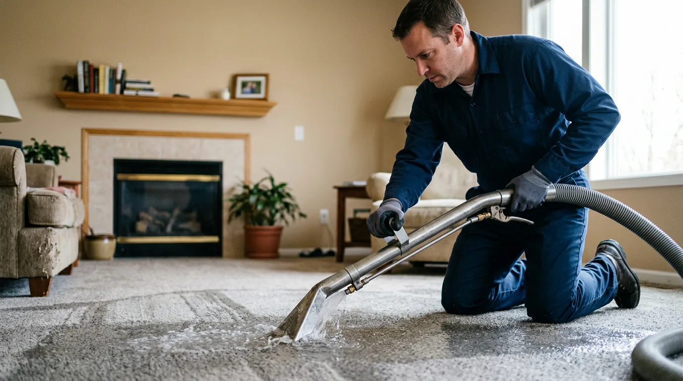 Water damage restoration technician working near Whitfield, MS